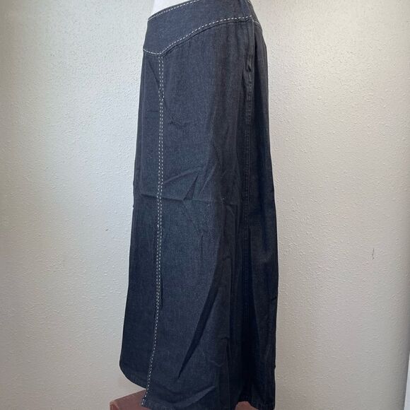 Liz Claiborne Black Denim Maxi Skirt Size 8 Petite EUC - Picture 4 of 8